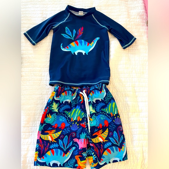 millie & maxx Other - Millie & Maxx swim trunks and rash guard dinosaur 5t